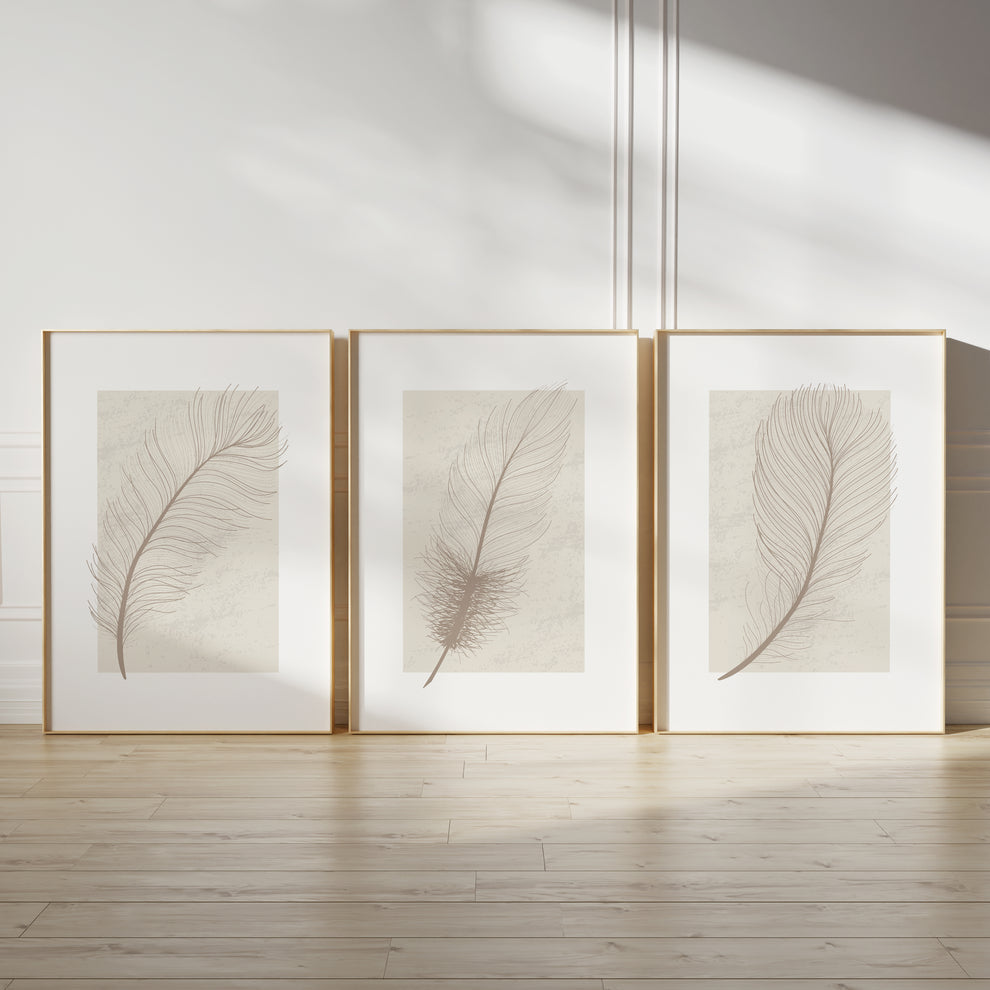 Abstract pictures in neutral colors set (3 Frames) – Wall frame set by Beitouti