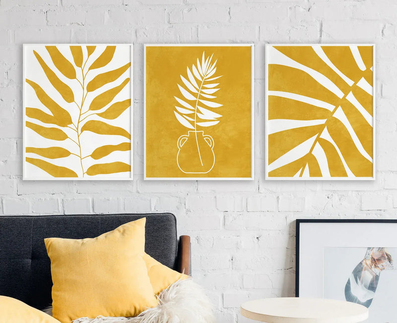 Golden leaves set (3 Frames) – Wall frame set by Beitouti