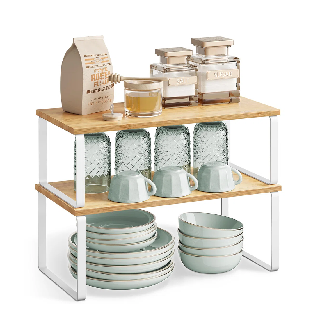 رف تنظيم   لسطح الطاولة - وحدة تخزين معيارية من طبقتين (2 قطعة)