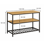 Industrial Wooden Kitchen Console with Metal Frame – 3-Tier Storage Shelf (120 cm X 50 cm X 90 cm)