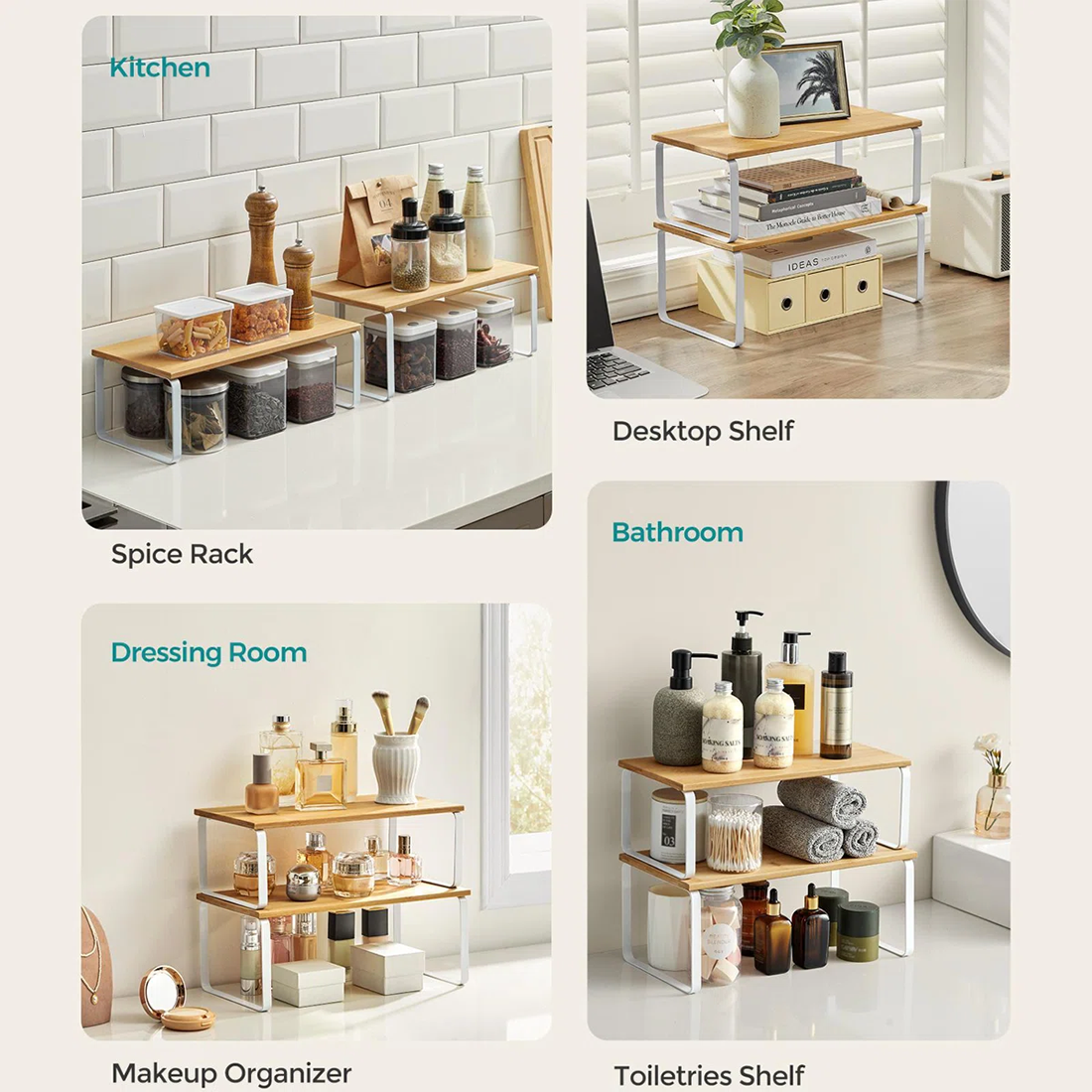 رف تنظيم   لسطح الطاولة - وحدة تخزين معيارية من طبقتين (2 قطعة)