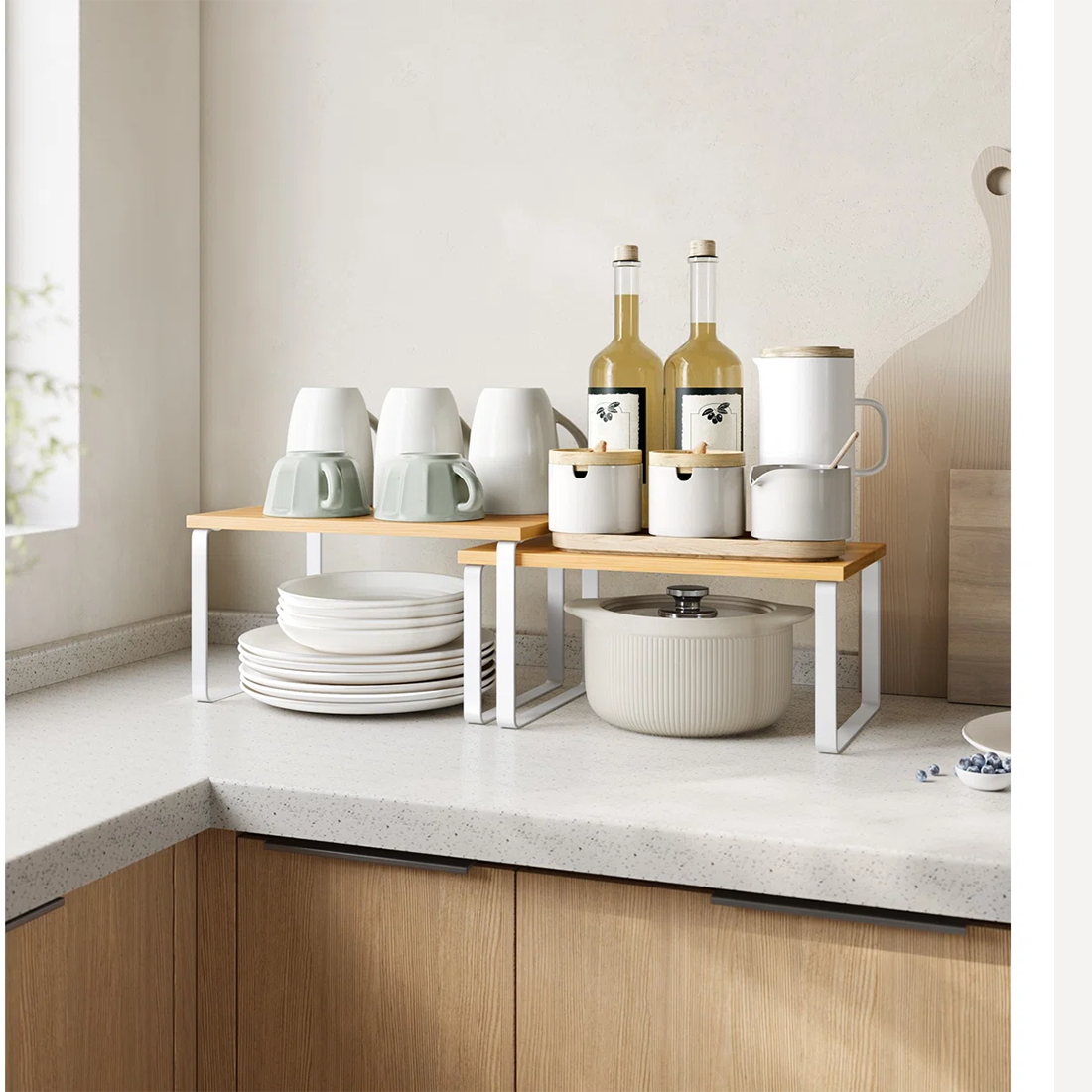 Expandable Countertop Organizer Shelf – 2-Tier Modular Storage