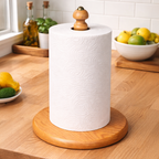 Wooden Kitchen Paper Towel Holder – Wide Base (Jumbo Size)