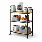Elegant Three-Shelf Coffee Corner – Metal & Natural Wood Design