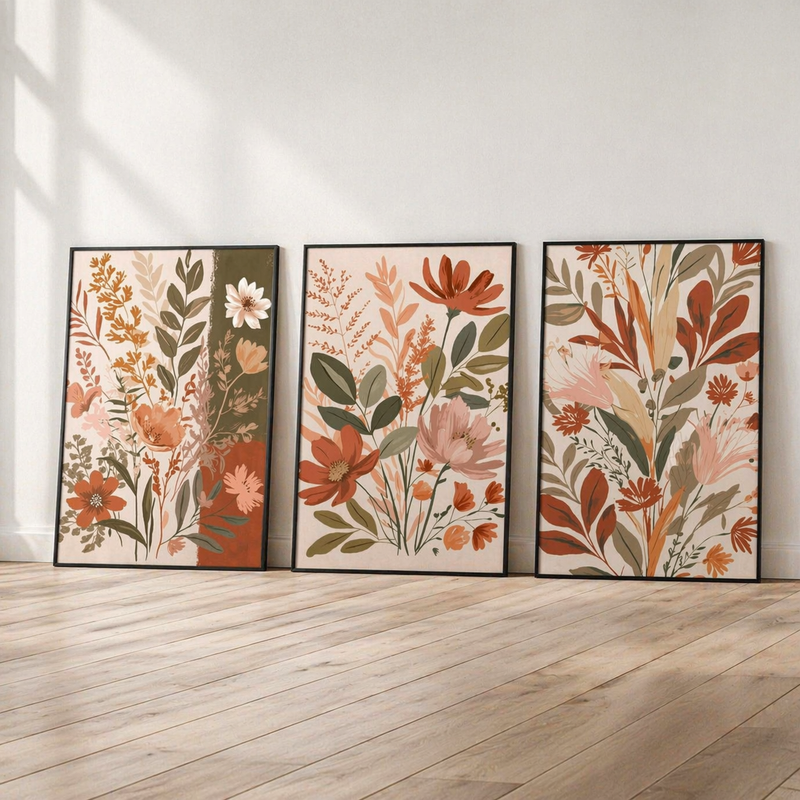 Fall flowers set (3 Frames) – View 2 – Beitouti wall frames