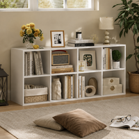 8-cube Bookcase Bookshelf With 2 Anti-tipping Kits Storage Organizer Rustic White