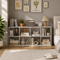 8-cube Bookcase Bookshelf With 2 Anti-tipping Kits Storage Organizer Rustic White