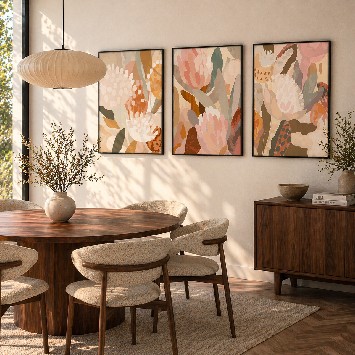 Floral serenity set (3 Frames) – View 7 – Beitouti wall frames
