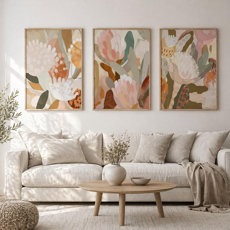 Floral serenity set (3 Frames) – View 4 – Beitouti wall frames