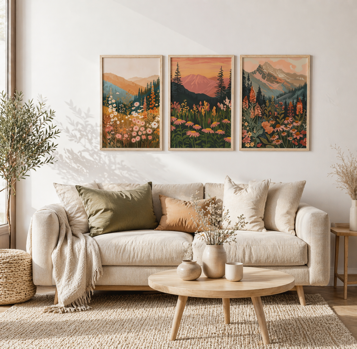 Sunset meadows set (3 Frames) – View 8 – Beitouti wall frames