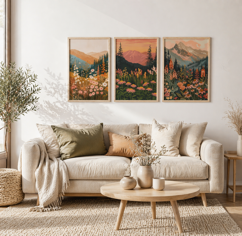 Sunset meadows set (3 Frames) – View 8 – Beitouti wall frames