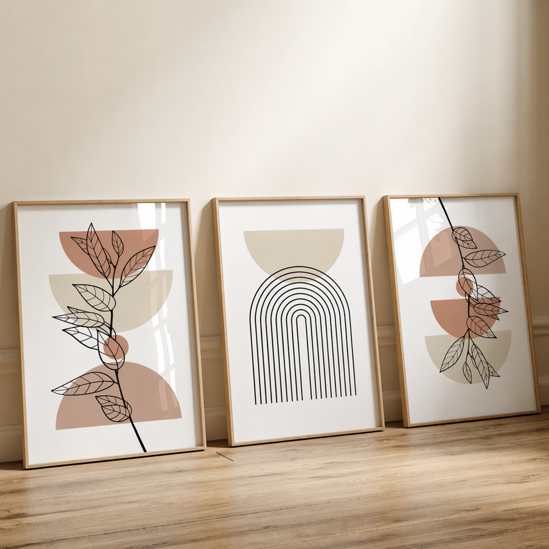 Beige serenity set (3 Frames) – View 2 – Beitouti wall frames