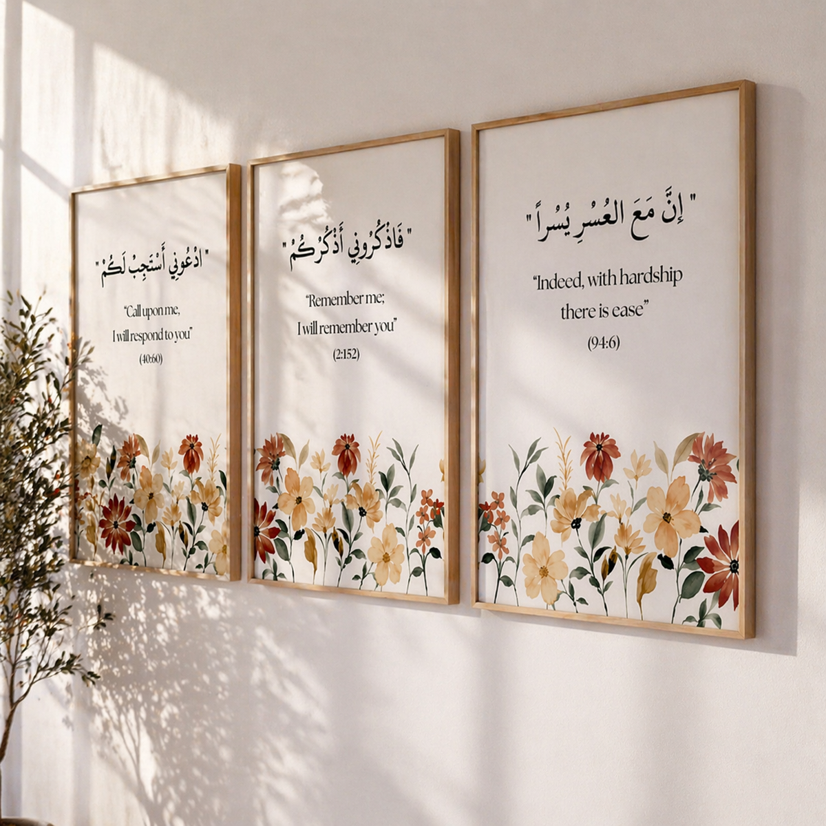Floral verses set (3 Frames) – Wall frame set by Beitouti