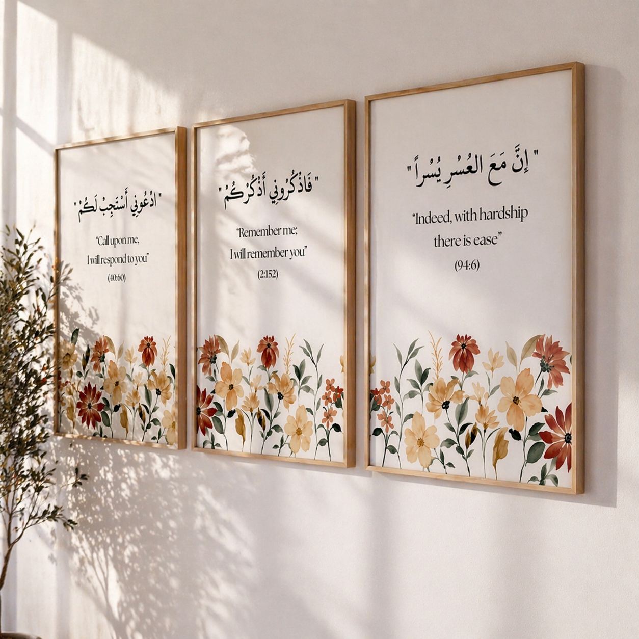 Floral verses set (3 Frames) – Wall frame set by Beitouti