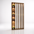 مودرن بارتيشن قشرة ارو طبيعي و اعمدة دوارة مع أرفف عرض وإضاءة موضعية (260 × 100 × 30 سم)