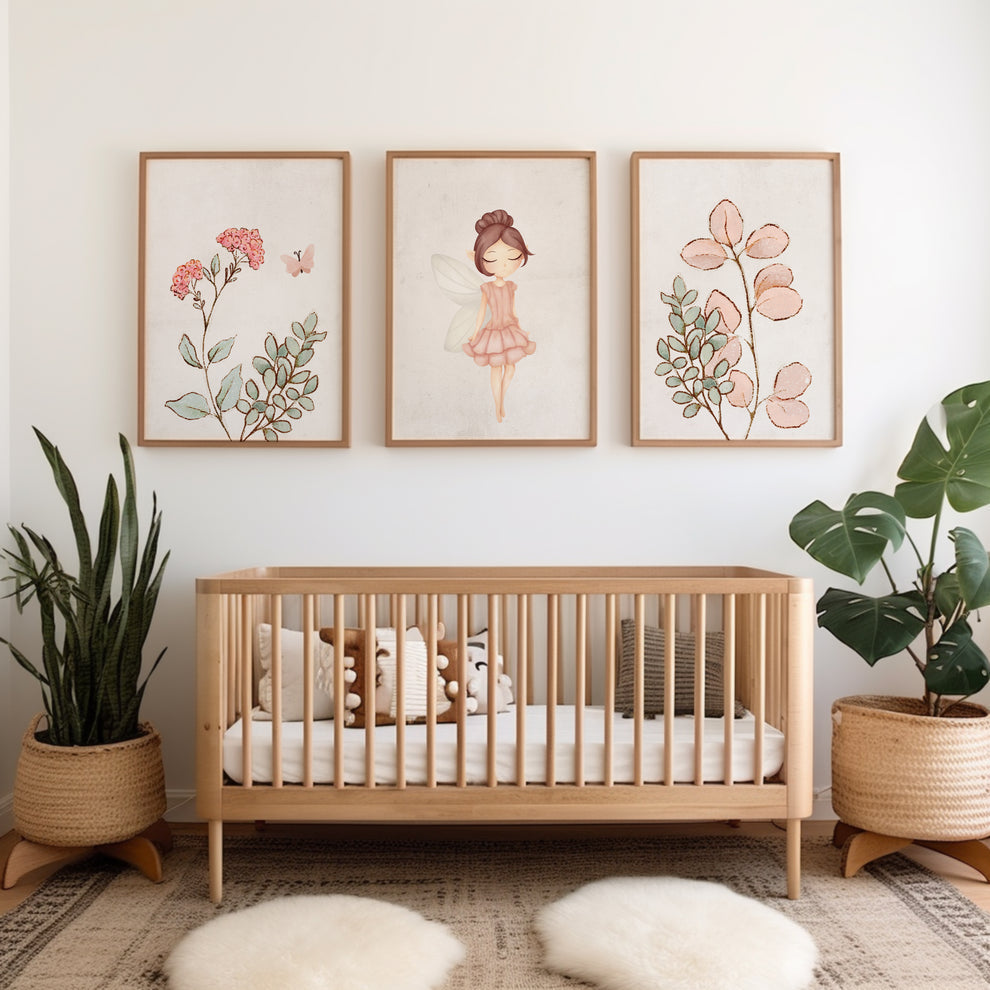 Fairies with roses are fun. (3 Frames) – Wall frame set by Beitouti