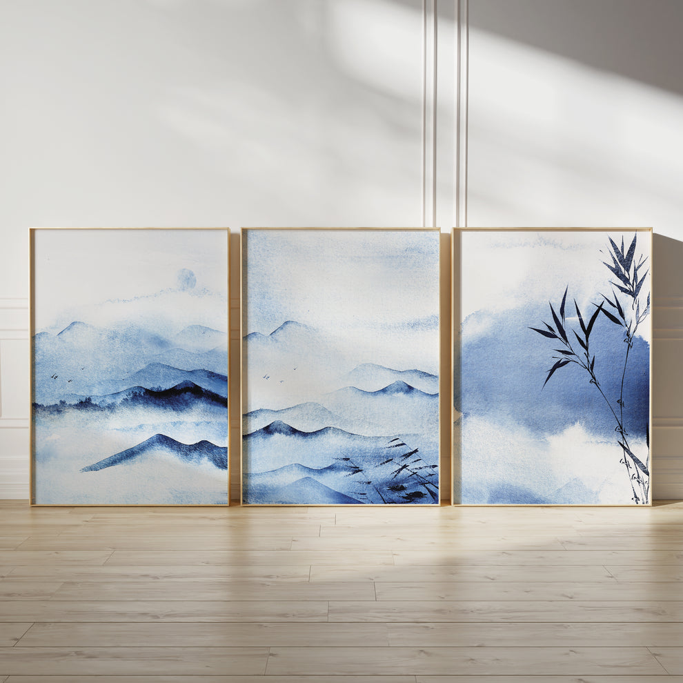 Fantasy Blue Abstract Art   (3 Frames)