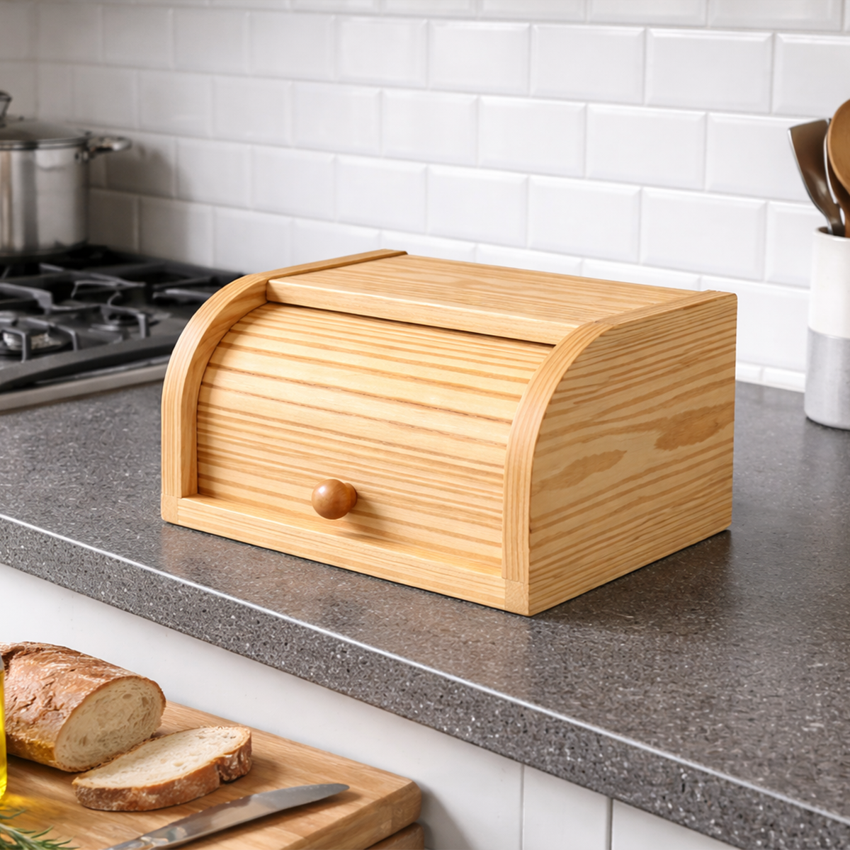 صندوق خبز فاخر (عياشة) من خشب عزيزي