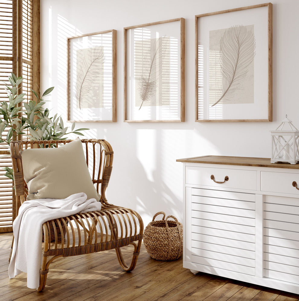 مجموعة صور تجريدية بألوان محايدة (3 إطارات)