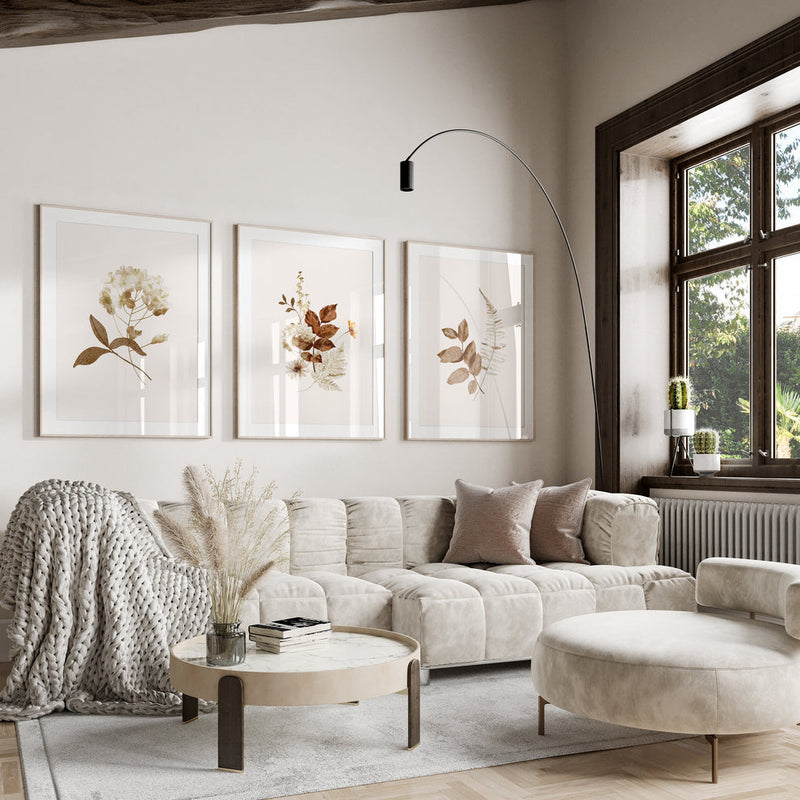 Mixed earthy colors art (3 Frames) – View 2 – Beitouti wall frames