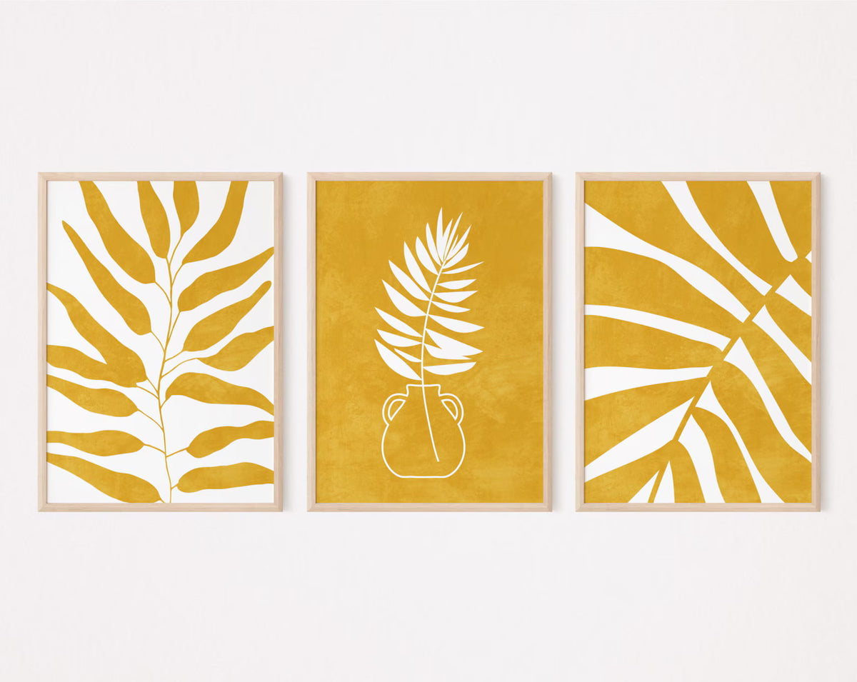 Golden leaves set (3 Frames) – View 2 – Beitouti wall frames