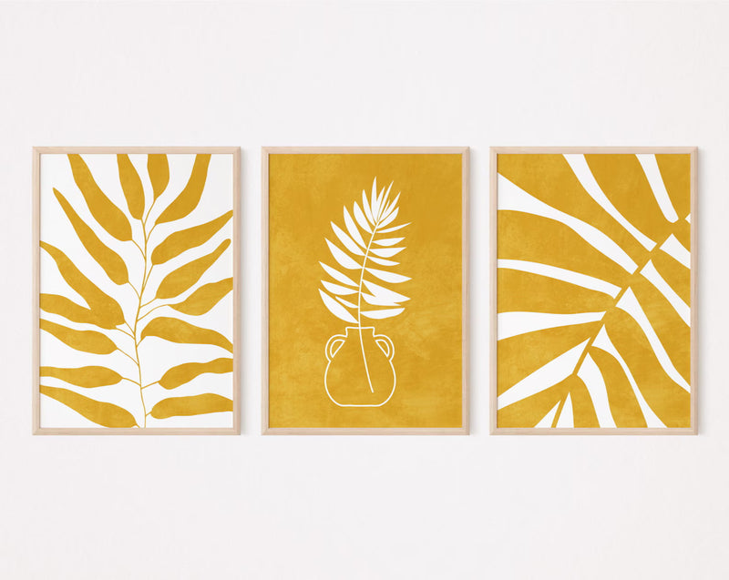 Golden leaves set (3 Frames) – View 2 – Beitouti wall frames