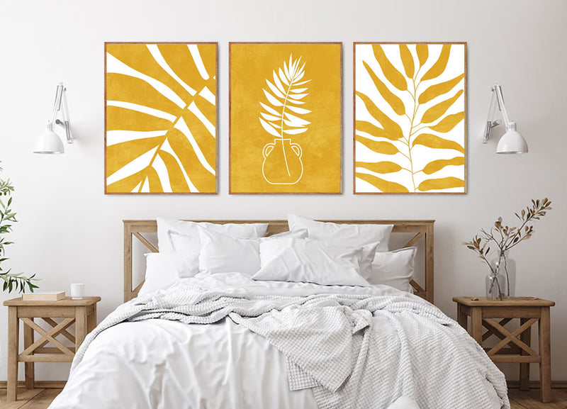 Golden leaves set (3 Frames) – View 3 – Beitouti wall frames