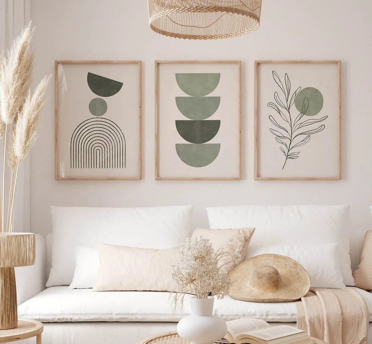 Olive calm set (3 Frames) – View 2 – Beitouti wall frames