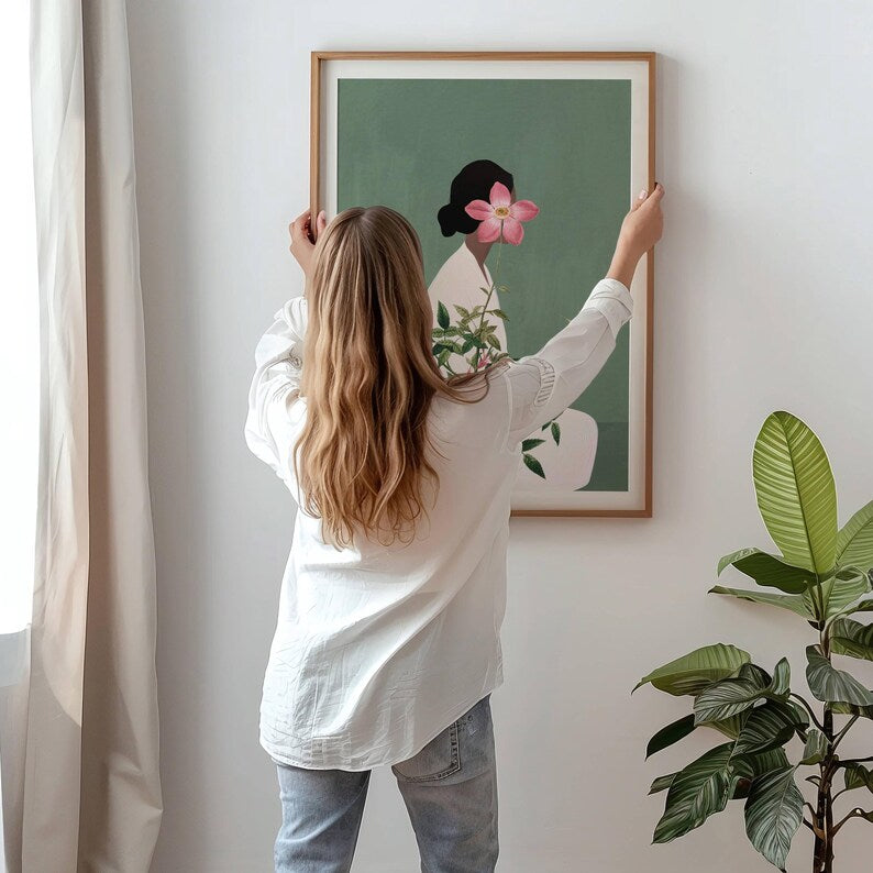 ديكور حائط بنقوش زهرية